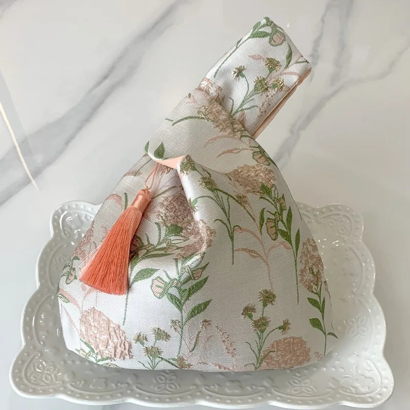 Embroidered Silk Square Clutch