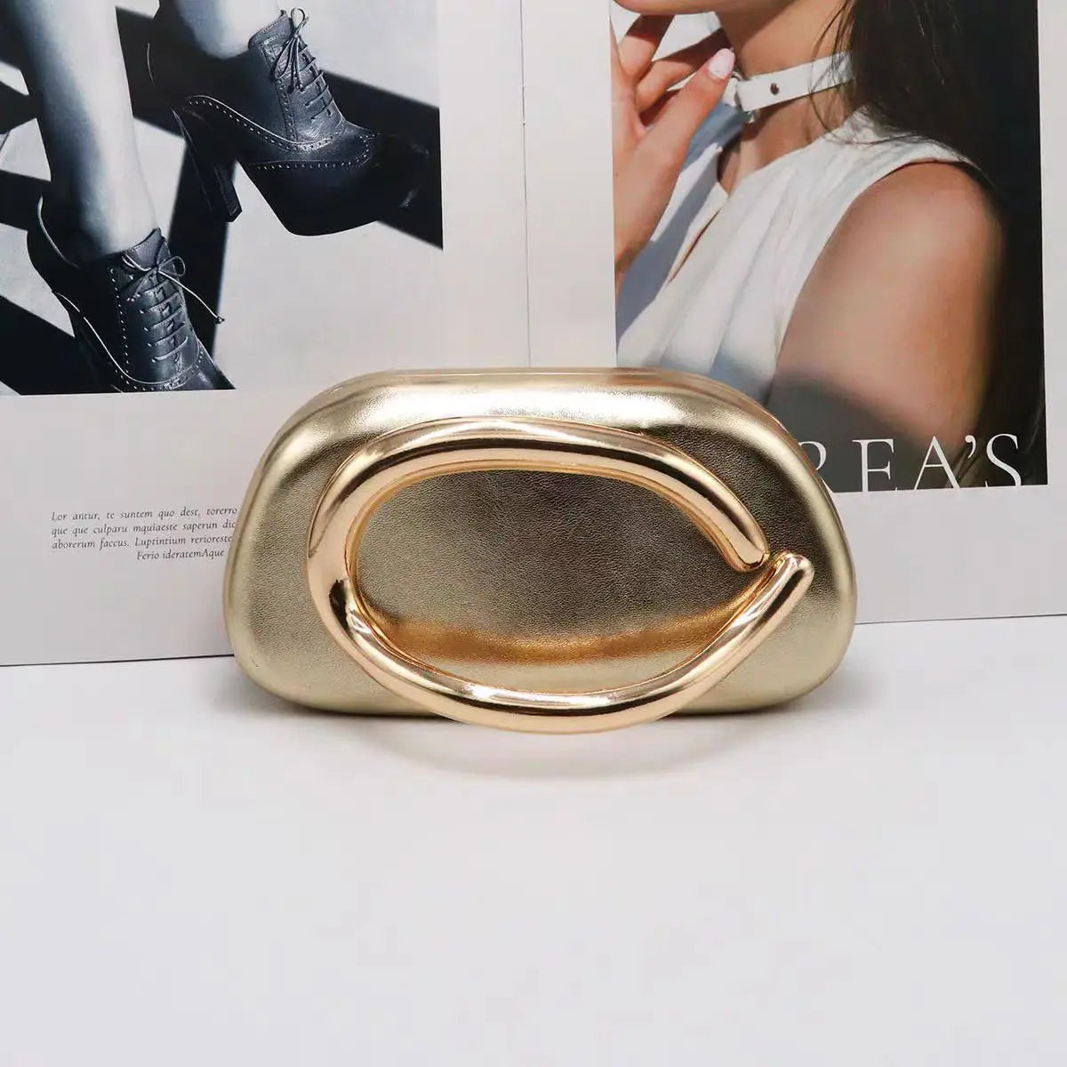Metallic Closure Evening Clutch