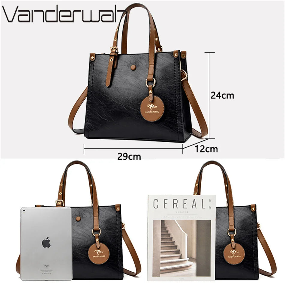 Three Layer Leather Tote