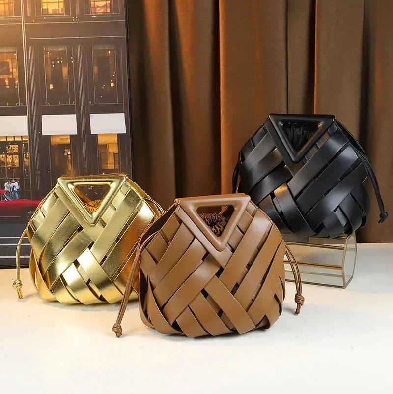 Woven Vegan Leather Tote