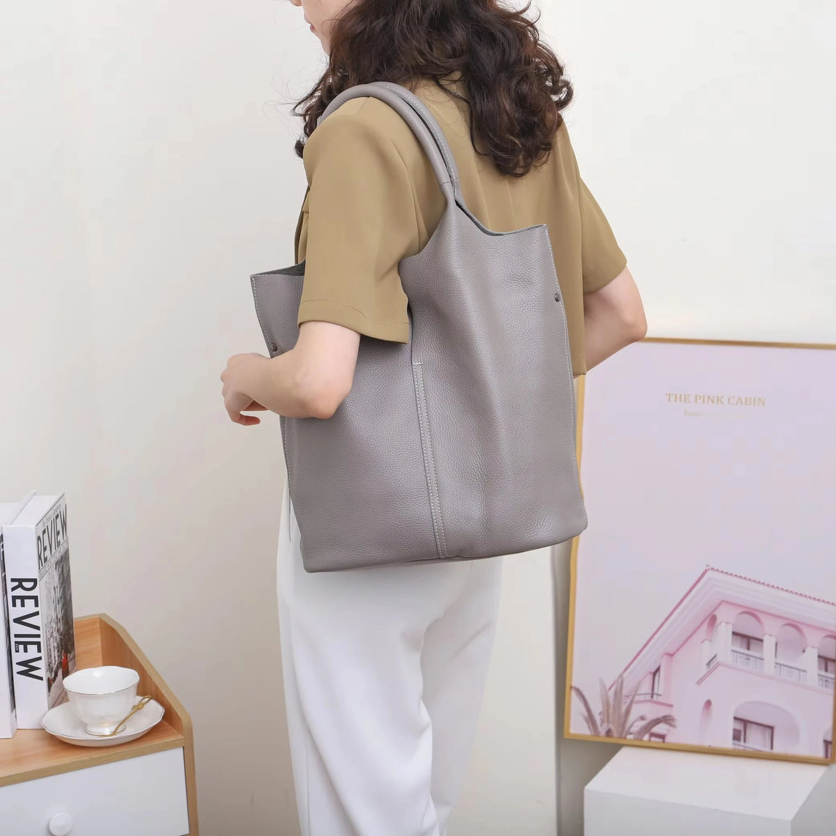 Soft Cowhide Bucket Tote