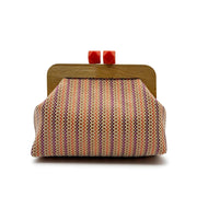 Striped Straw Shell Clutch