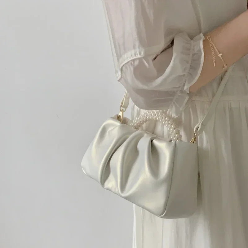 Fashion Pearl Handle Women Dinner Clutch Purse Handbags Luxury Design Ladies Square Shoulder Bags Female Small Messenger Bag