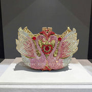 Swan Rhinestone Metal Clutch