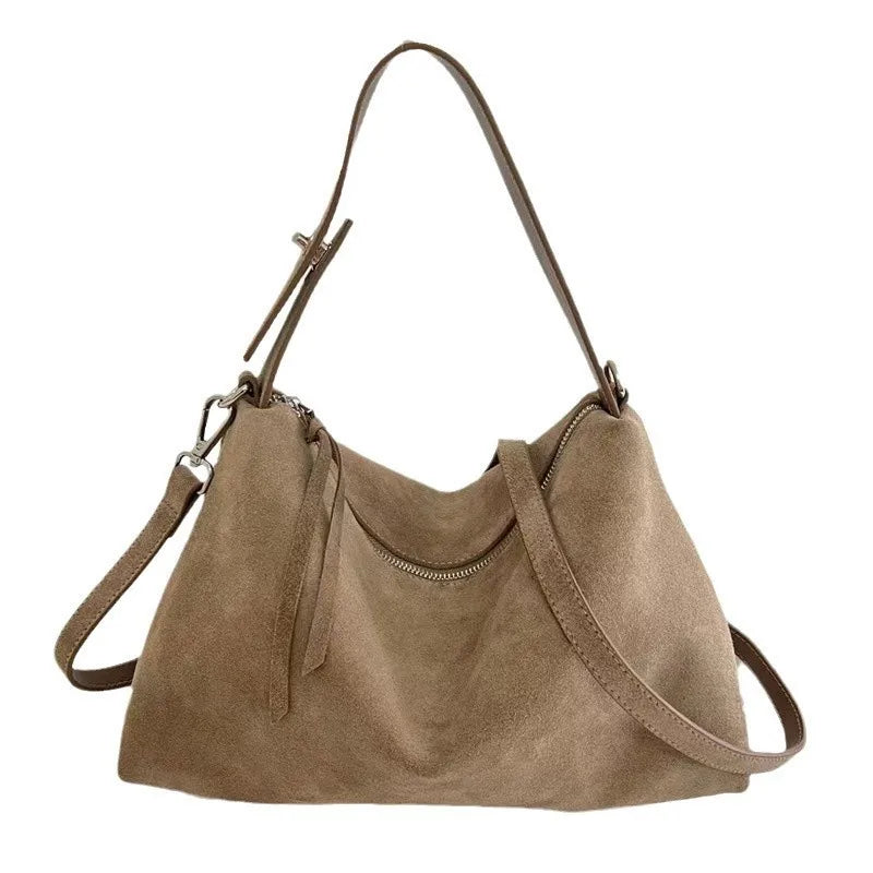 Suede Boston Shoulder Bag