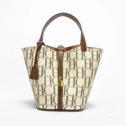 Printed Lock Bucket Handbag