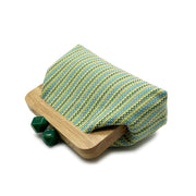 Striped Straw Shell Clutch