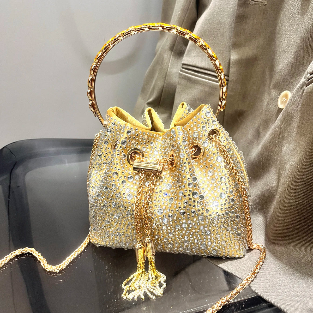 Crystal Bucket Evening Bag