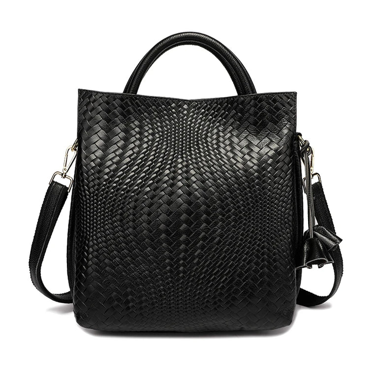 Woven Cowhide Commuter Handbag