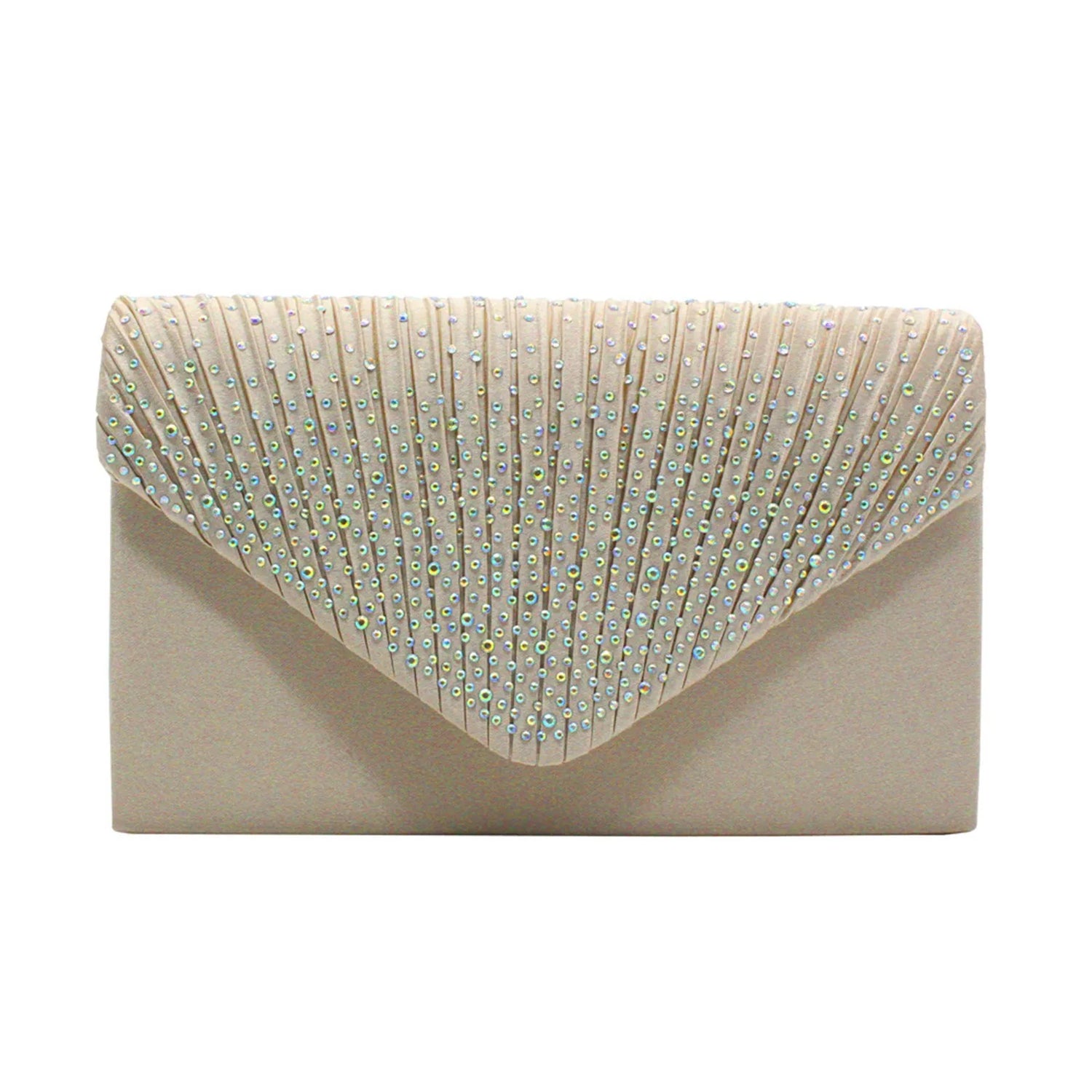 Satin Rhinestone Envelope Clutch