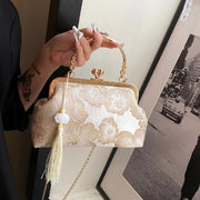 Embroidered Silk Square Clutch