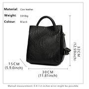 Woven Cowhide Commuter Handbag