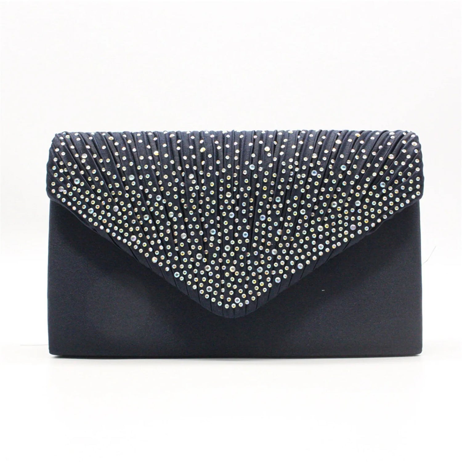 Satin Rhinestone Envelope Clutch