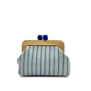 Striped Straw Shell Clutch