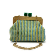 Striped Straw Shell Clutch