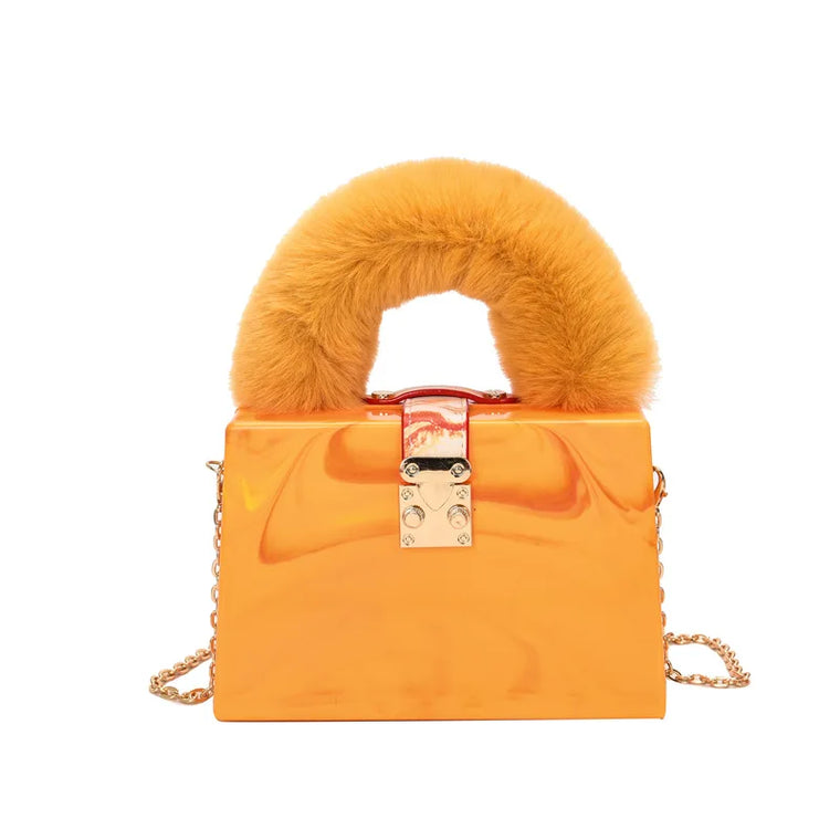Faux Fur Box Clutch