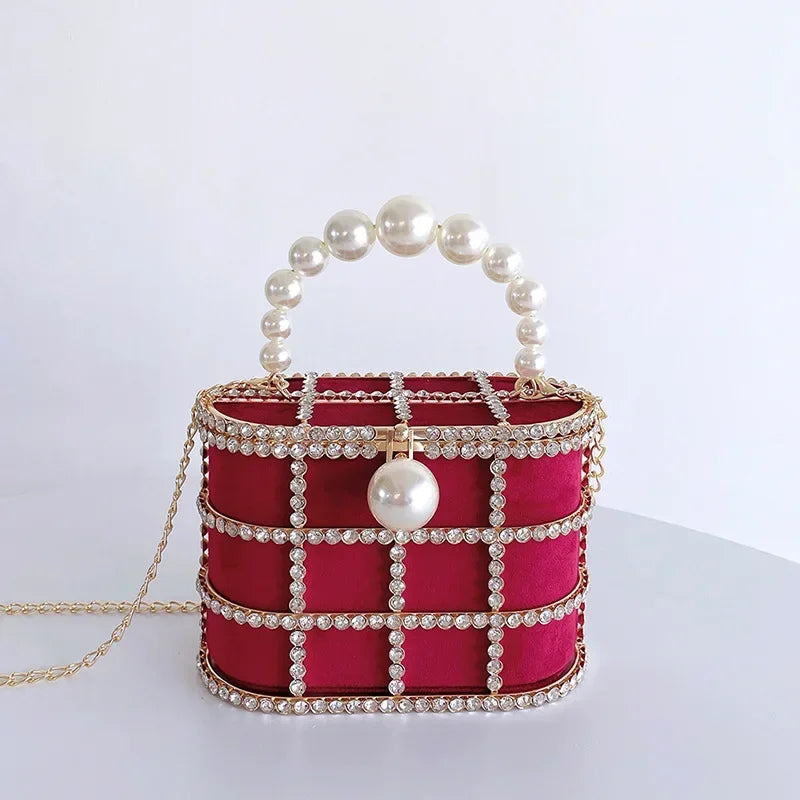 Pearl Metallic Bucket Clutch