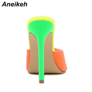 Orange Pointed Mule Heels