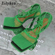Mesh Lace Up Stilettos