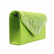 Satin Rhinestone Envelope Clutch