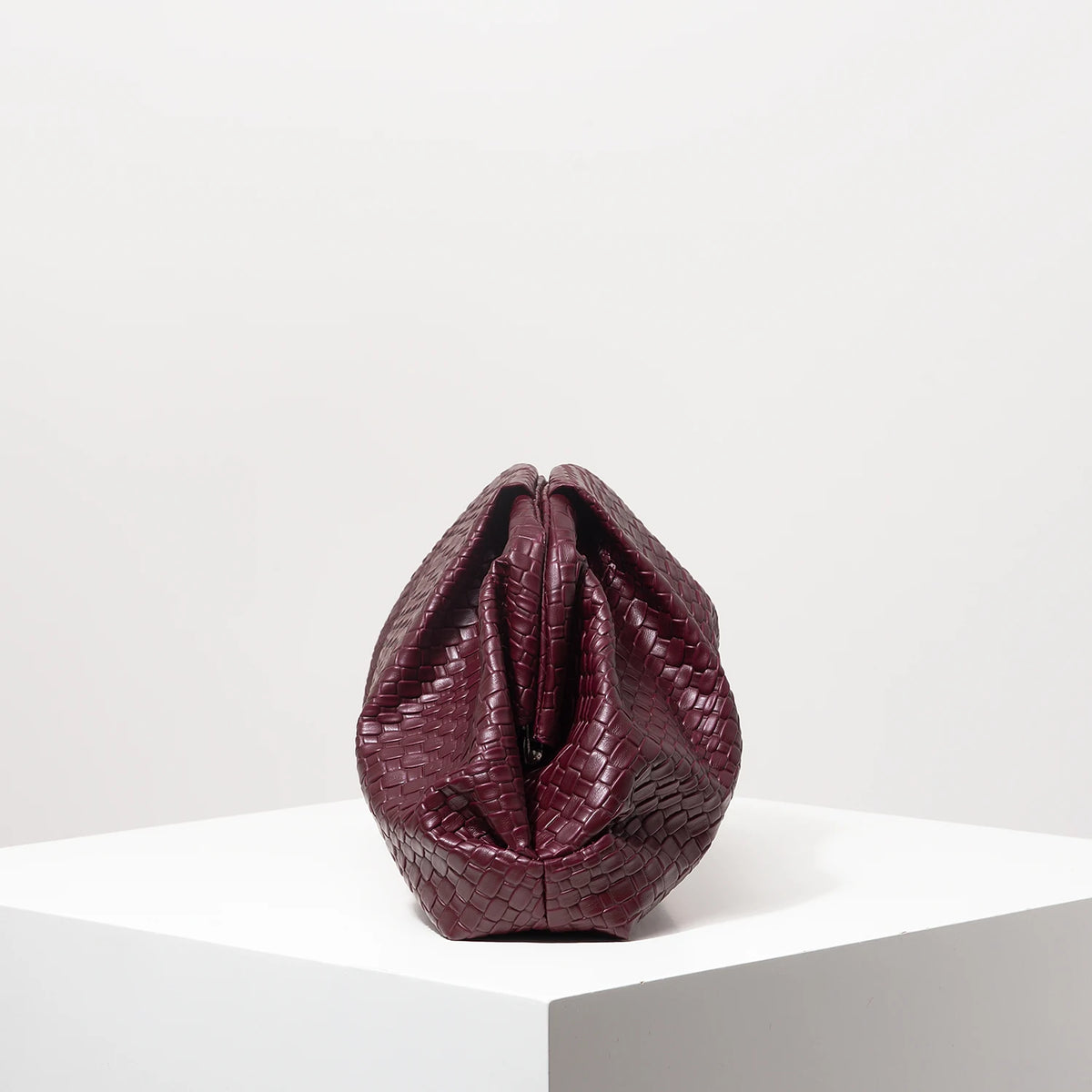 Woven Burgundy Kisslock Clutch