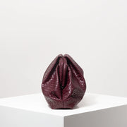 Woven Burgundy Kisslock Clutch