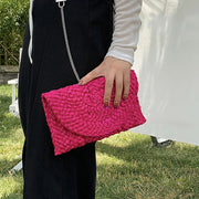Straw Knitted Envelope Clutch