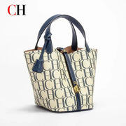 Printed Lock Bucket Handbag