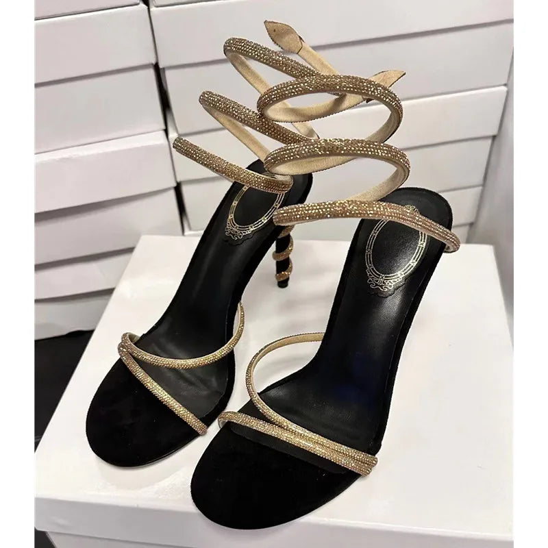 Crystal Snake Stiletto Sandals