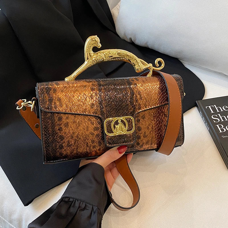 New Ladies Metal Buckle Simple Fashion Shoulder Bag Party Commuting Bag Women Luxury Brand Design PU Leather Bag