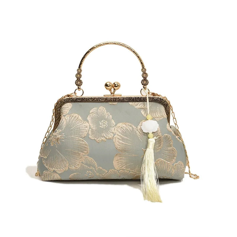 Embroidered Silk Square Clutch