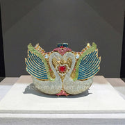 Swan Rhinestone Metal Clutch