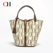 Printed Lock Bucket Handbag