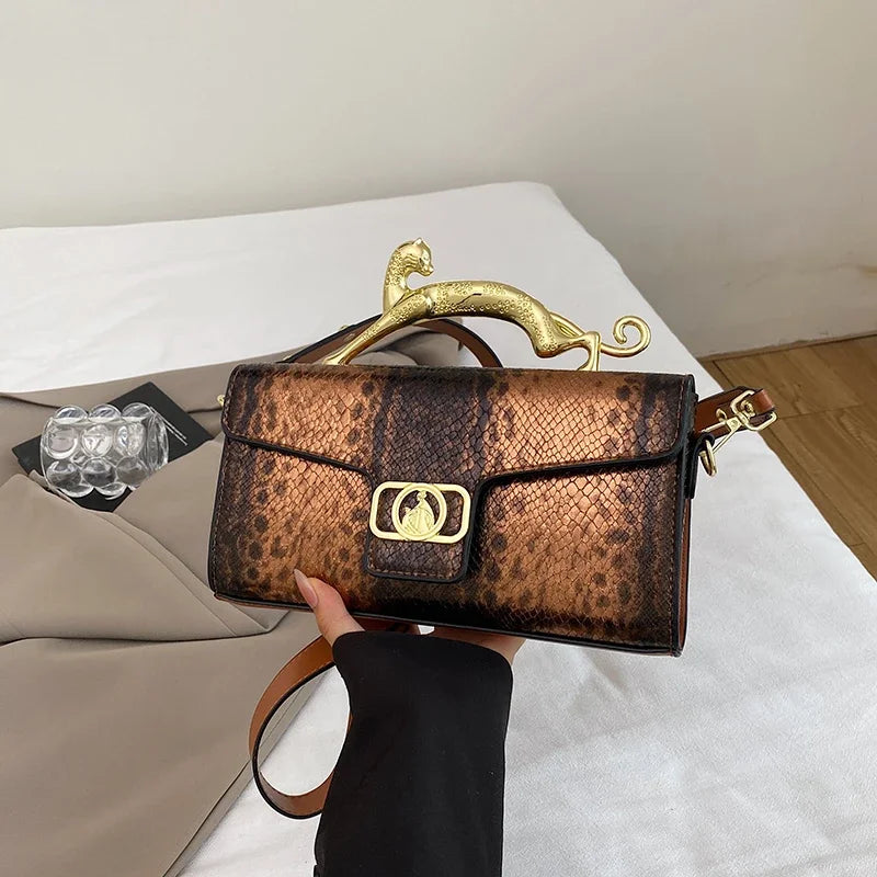 New Ladies Metal Buckle Simple Fashion Shoulder Bag Party Commuting Bag Women Luxury Brand Design PU Leather Bag