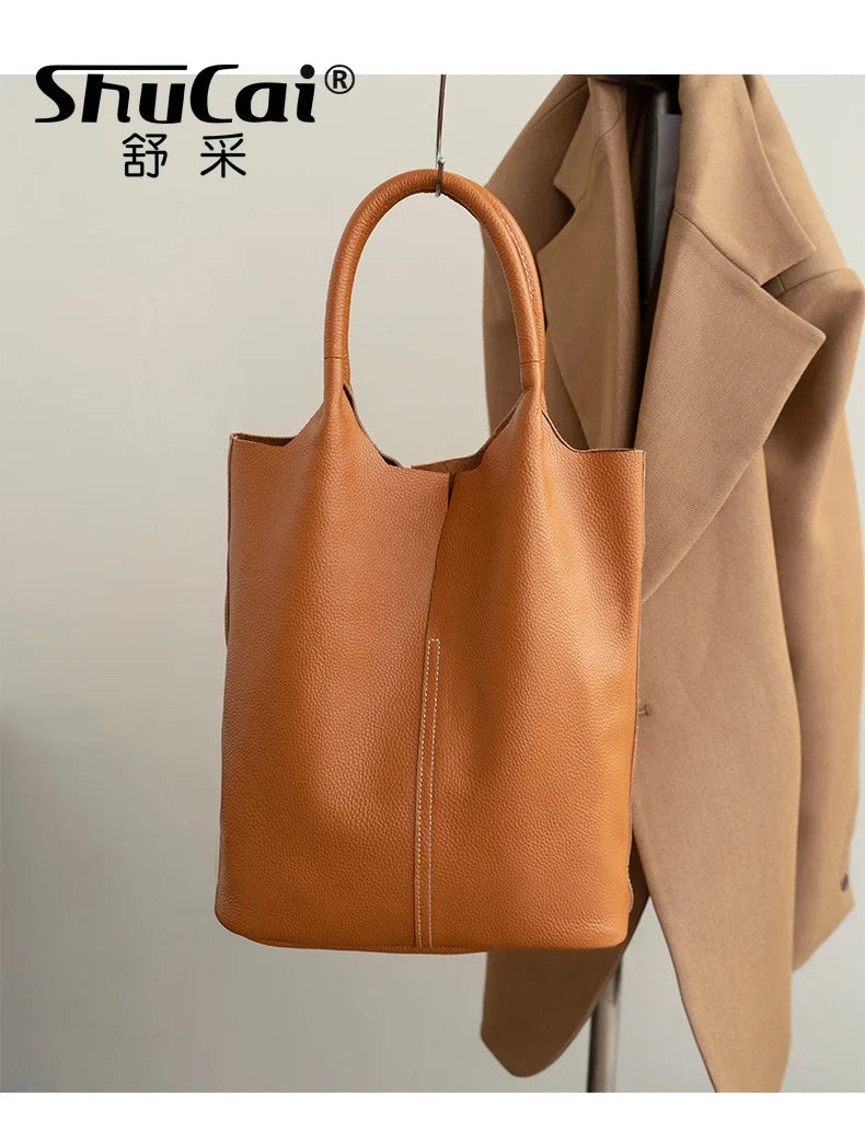 Soft Cowhide Bucket Tote
