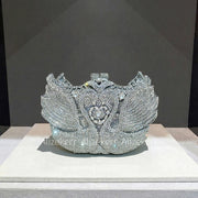 Swan Rhinestone Metal Clutch