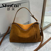 Suede Boston Shoulder Bag