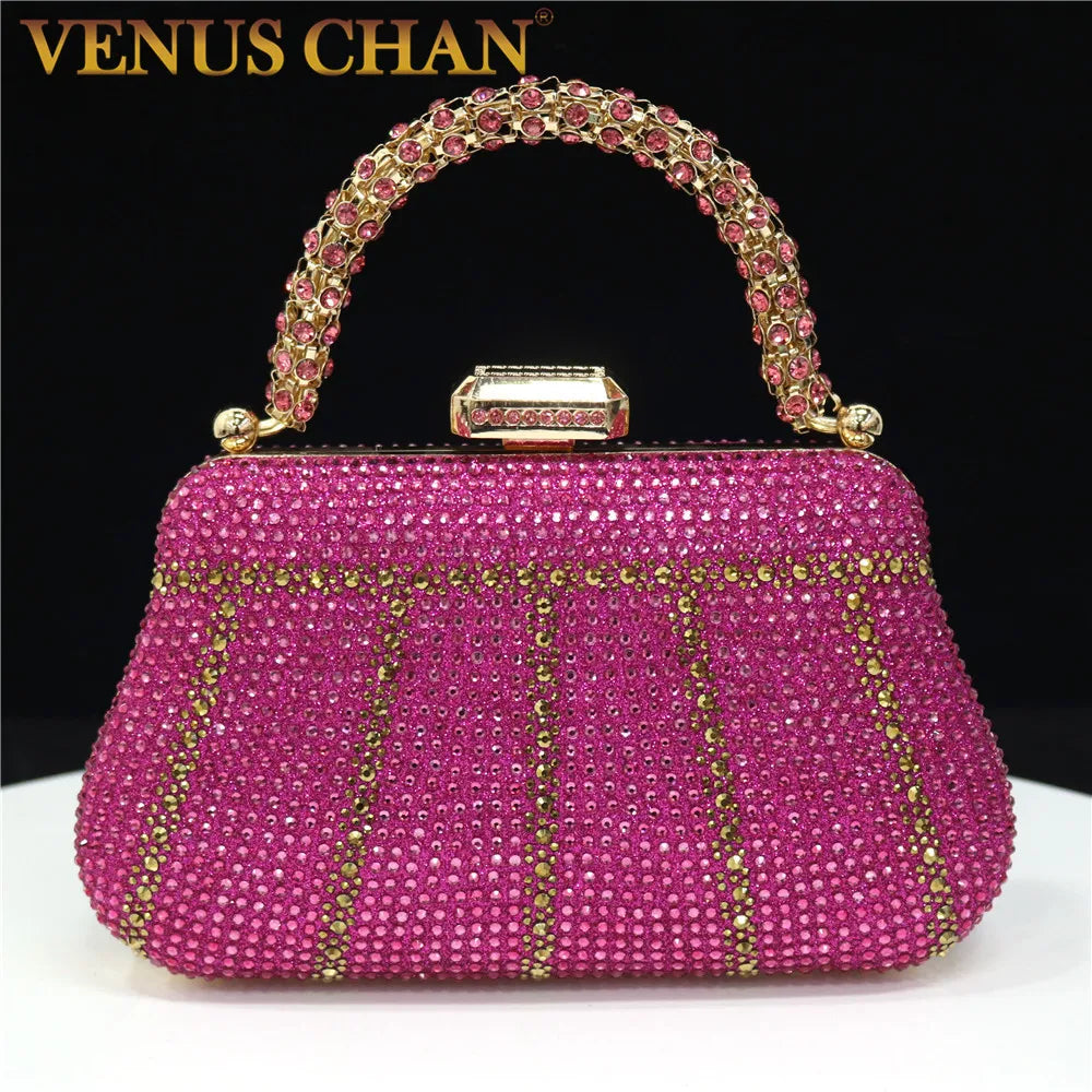 Rhinestone Handle Evening Clutch