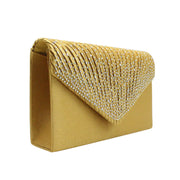 Satin Rhinestone Envelope Clutch