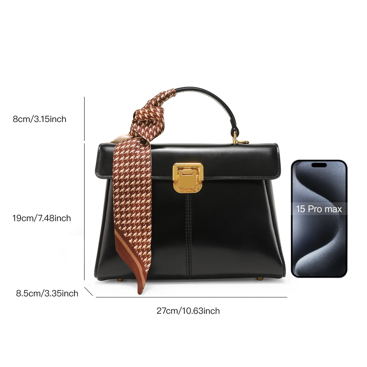 Scarf Detail Leather Handbag