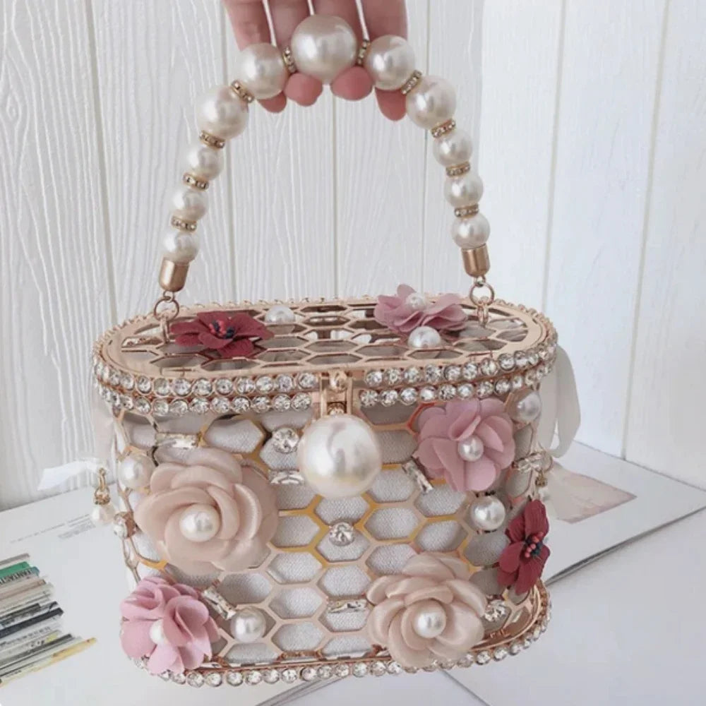 Pearl Metallic Bucket Clutch