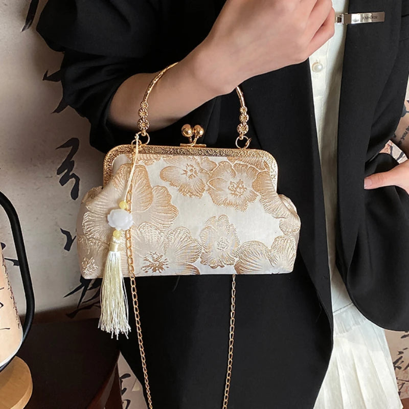 Embroidered Silk Square Clutch