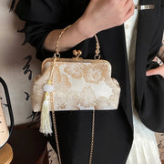 Embroidered Silk Square Clutch