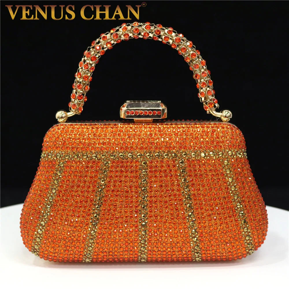 Rhinestone Handle Evening Clutch