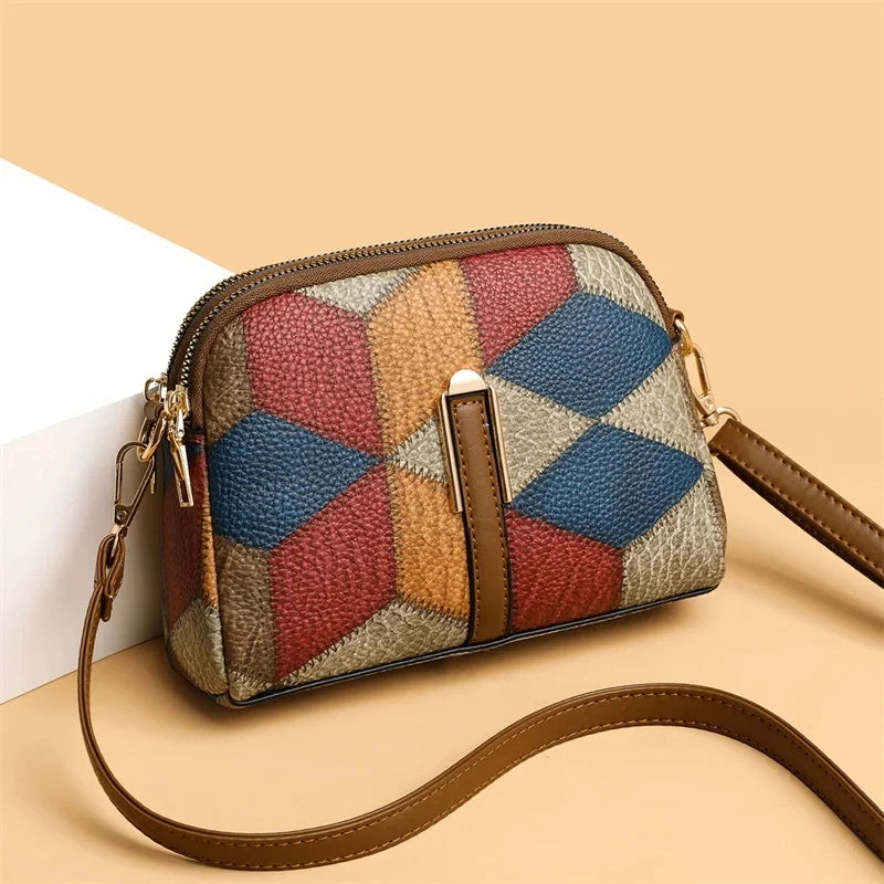 Plaid Fur Accent Satchel
