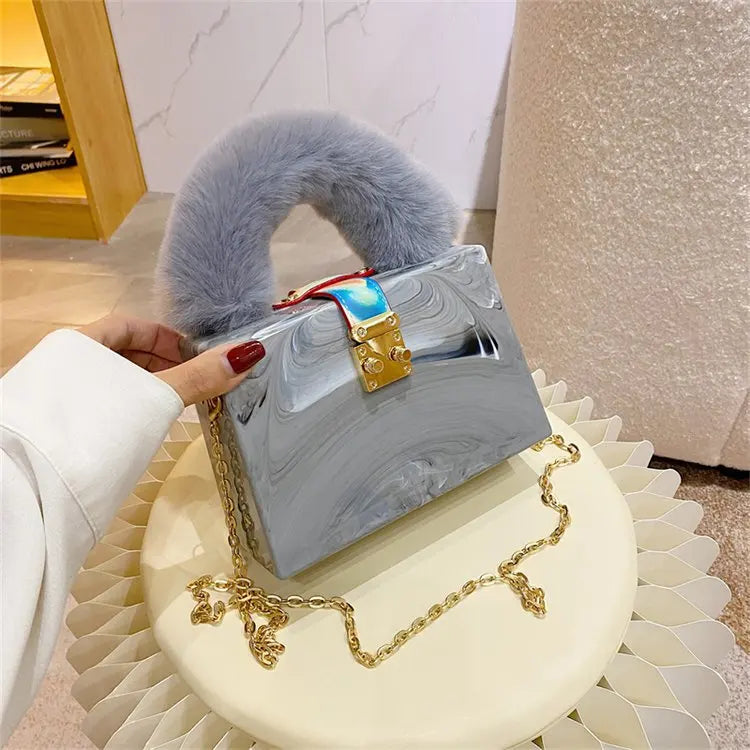 Faux Fur Box Clutch