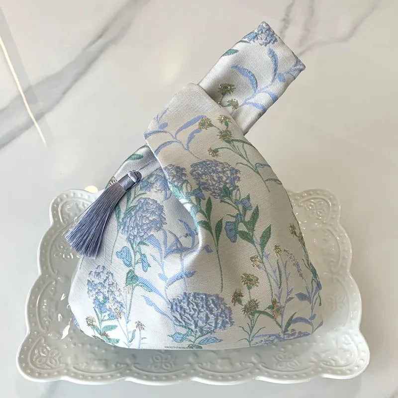 Embroidered Silk Square Clutch
