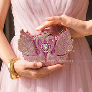 Swan Rhinestone Metal Clutch