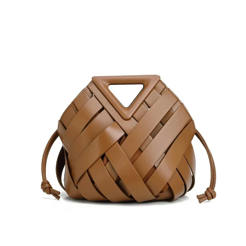 Woven Vegan Leather Tote