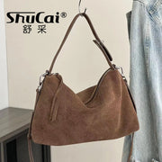 Suede Boston Shoulder Bag